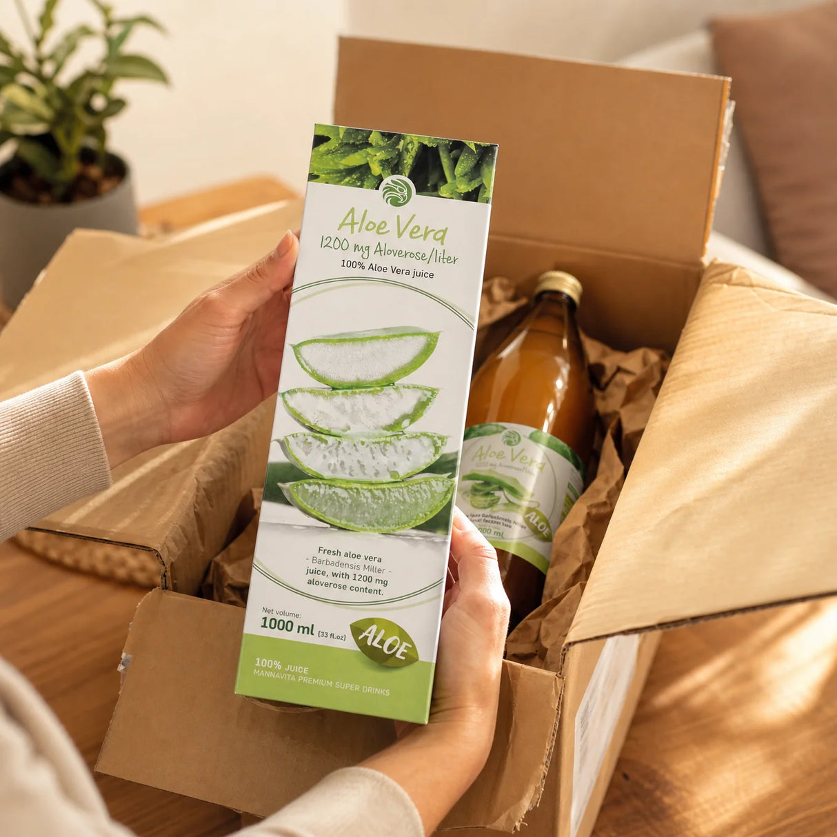 Mannavita succo di Aloe vera, puro spremuto al 100% • 1000 ml