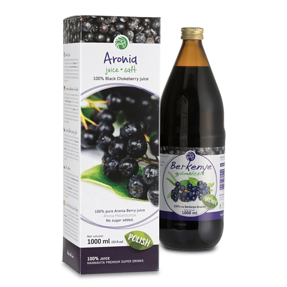 Mannavita Aronia berry 100% pure pressed juice • 1000 ml - Mannavita