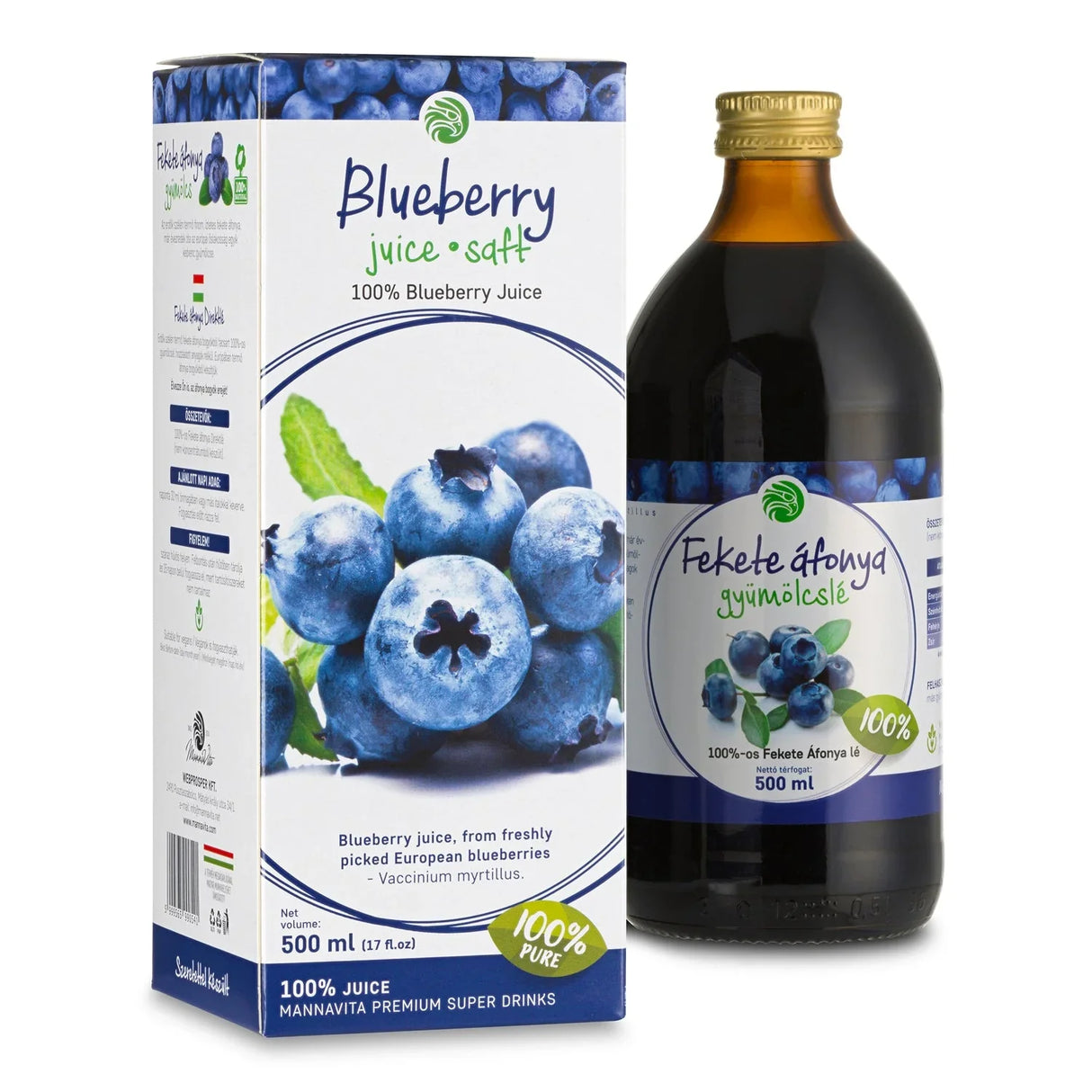 Mannavita Blueberry 100% pure pressed juice • 500 ml - Mannavita