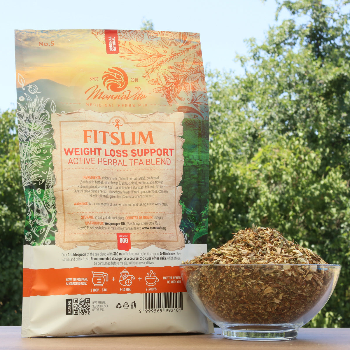 FITSLIM دعم فقدان الوزن مزيج شاي عشبي نشط • 80g