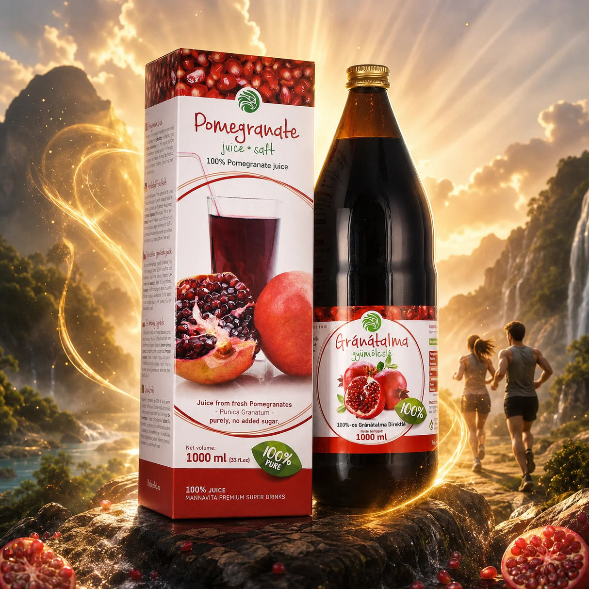 Mannavita Jus de grenade pur pressé à 100 % • 1000 ml