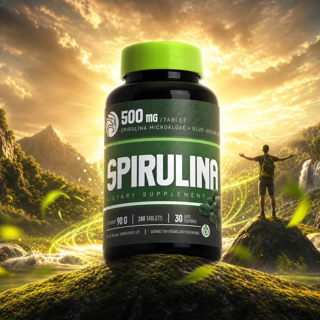 أقراص Mannavita Spirulina 500 ملغ • 180 قطعة.