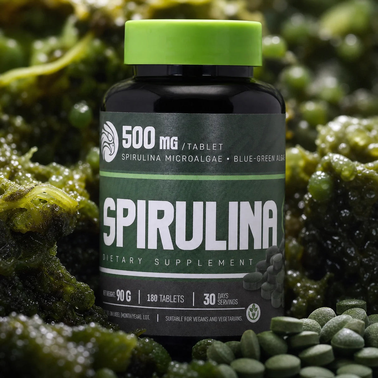 أقراص Mannavita Spirulina 500 ملغ • 180 قطعة.