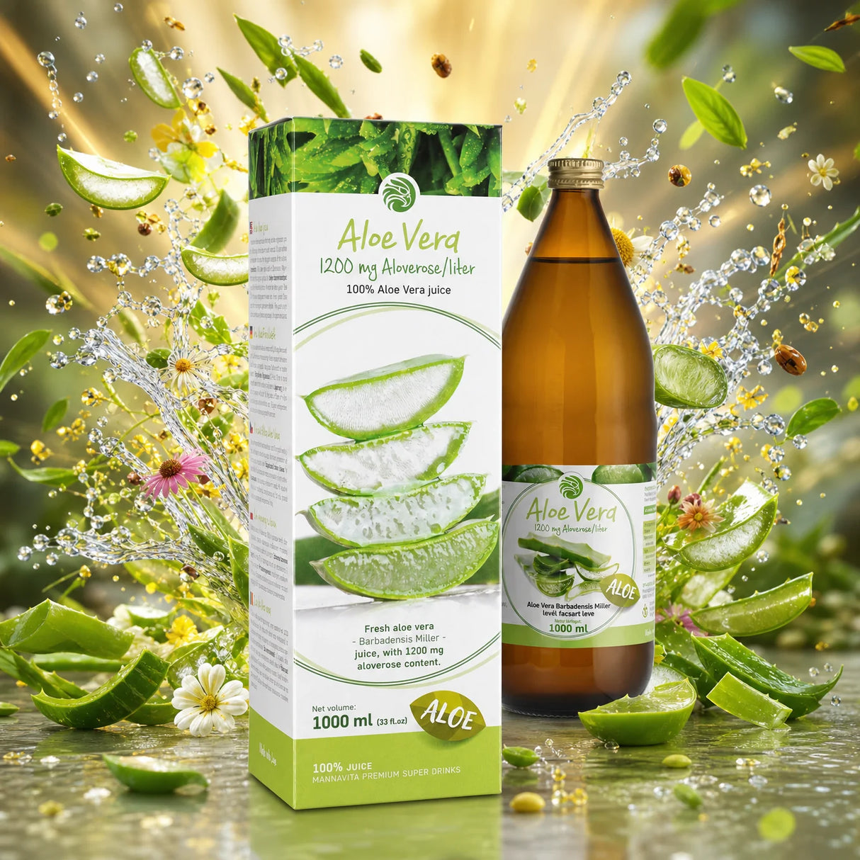 Mannavita succo di Aloe vera, puro spremuto al 100%  • 1000 ml