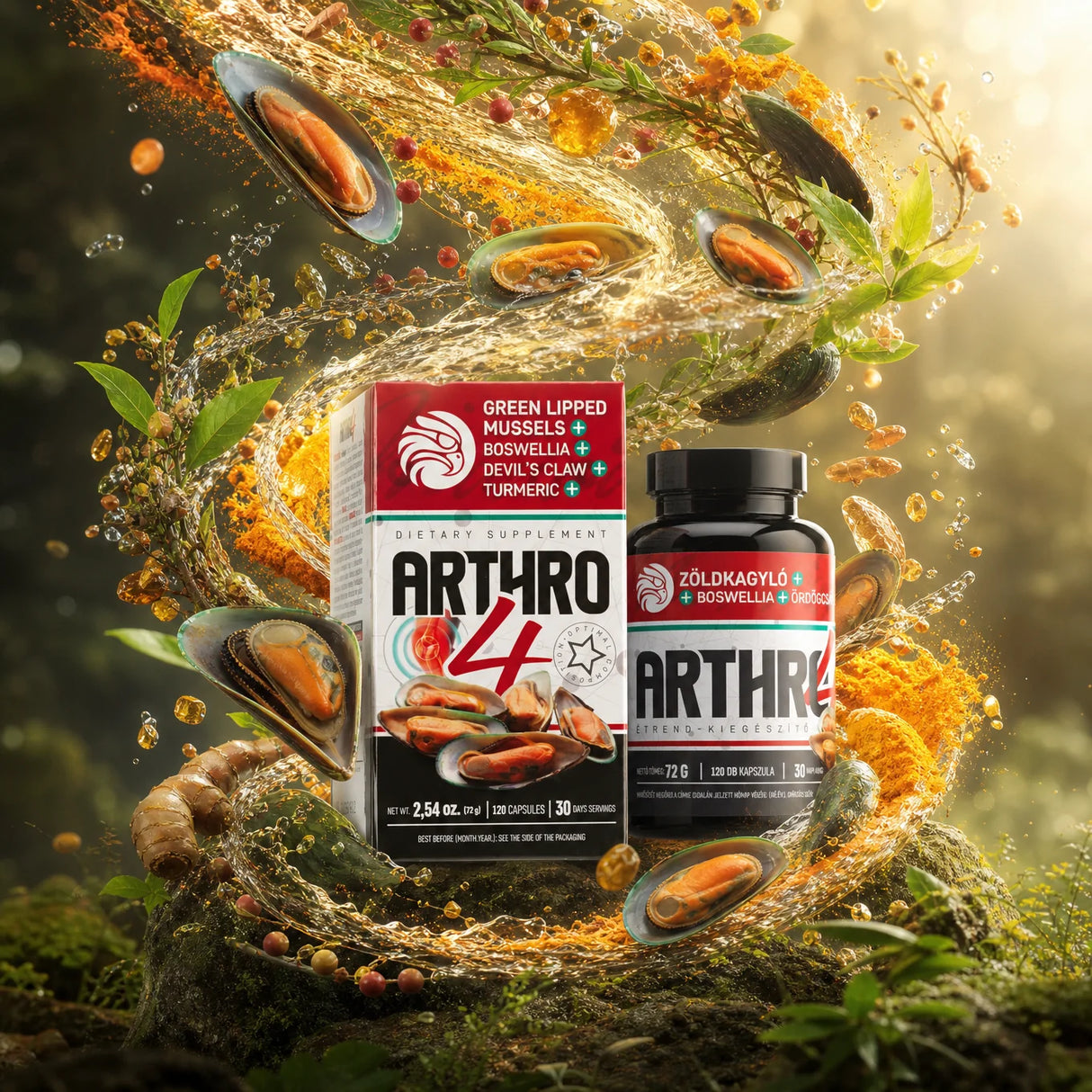 ARTHRO4 • Complejo para articulaciones y cartílago • con mejillón de labios verdes • 120 cápsulas