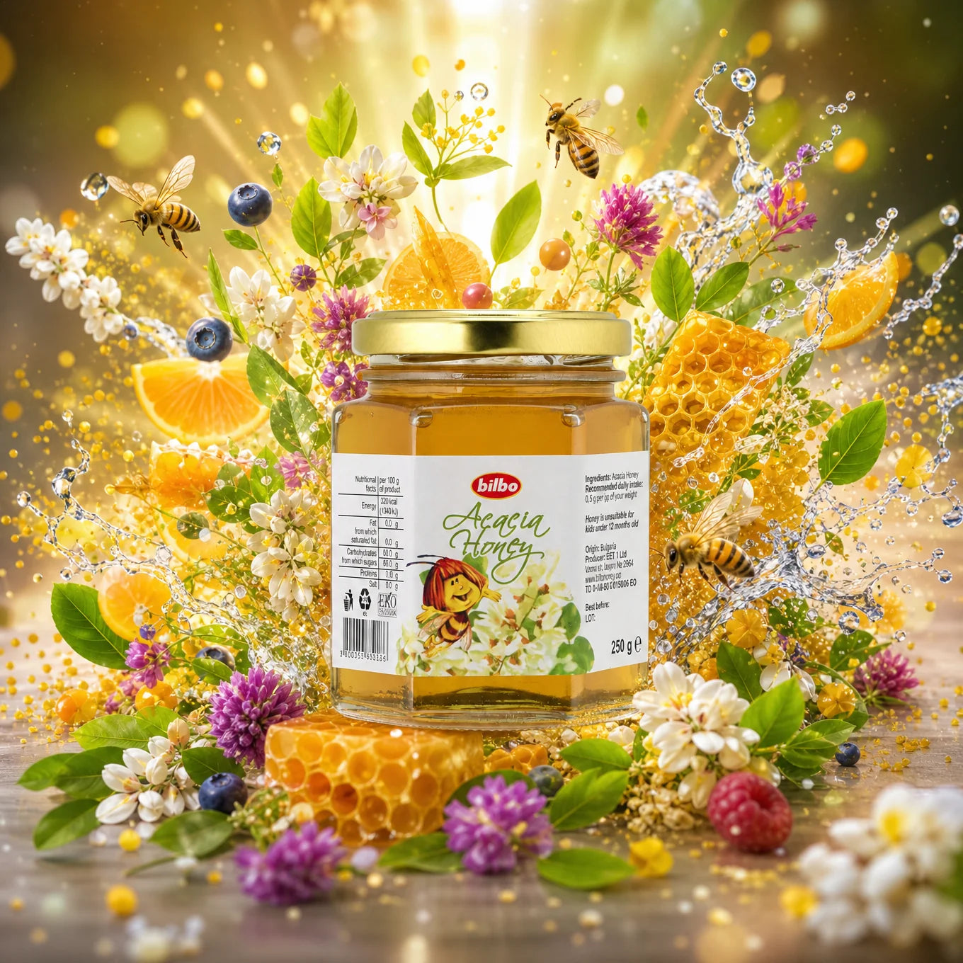 Bilbo raw sirovi bijeli med • 230 g