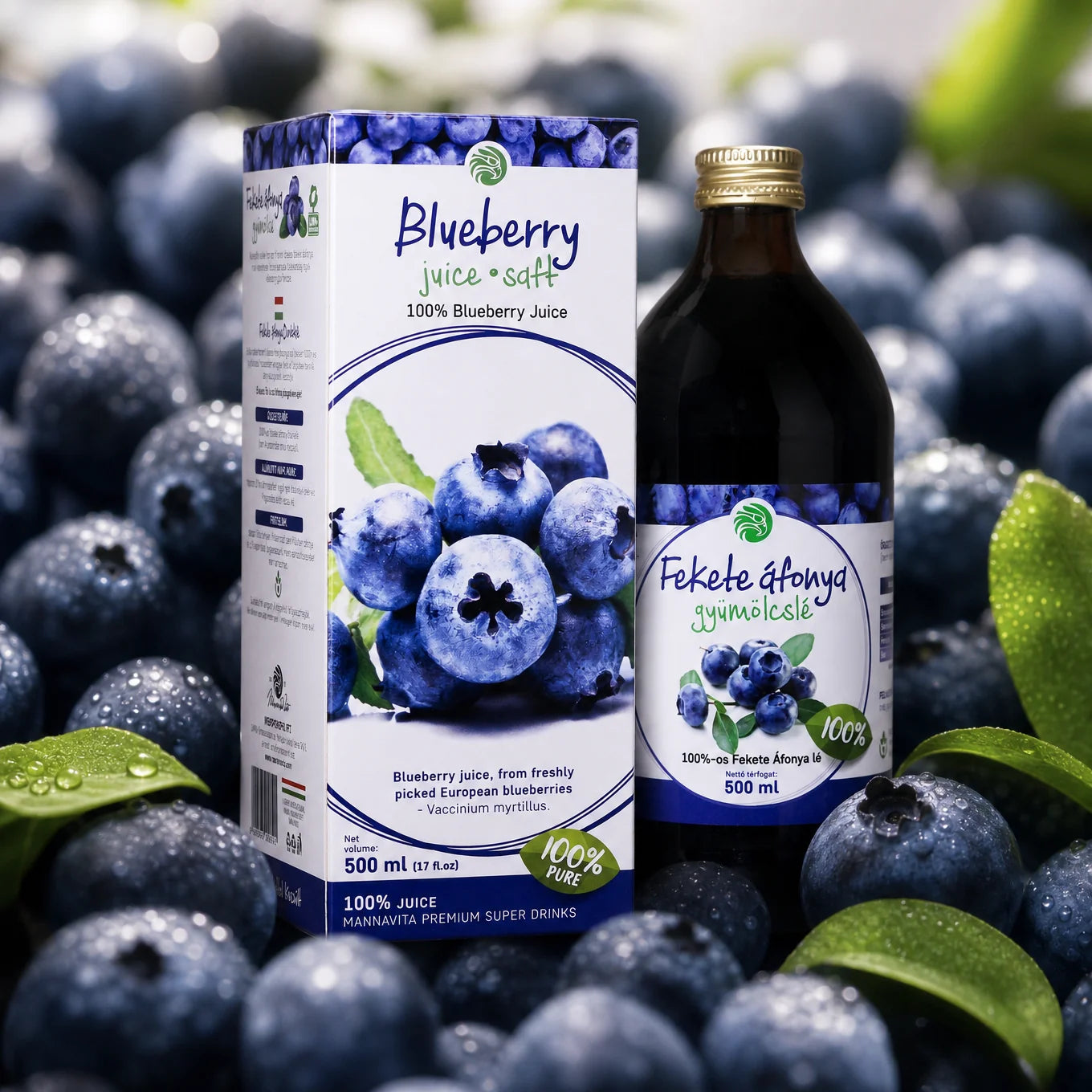 Mannavita Blueberry 100% pure pressed juice • 500 ml