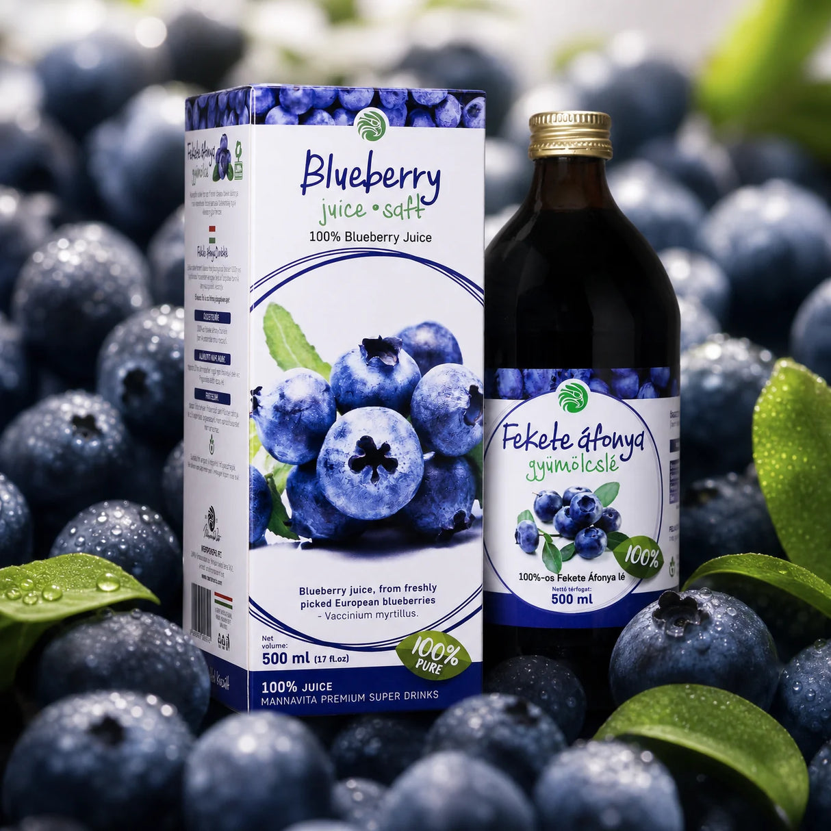Mannavita Blueberry 100% pure pressed juice • 500 ml