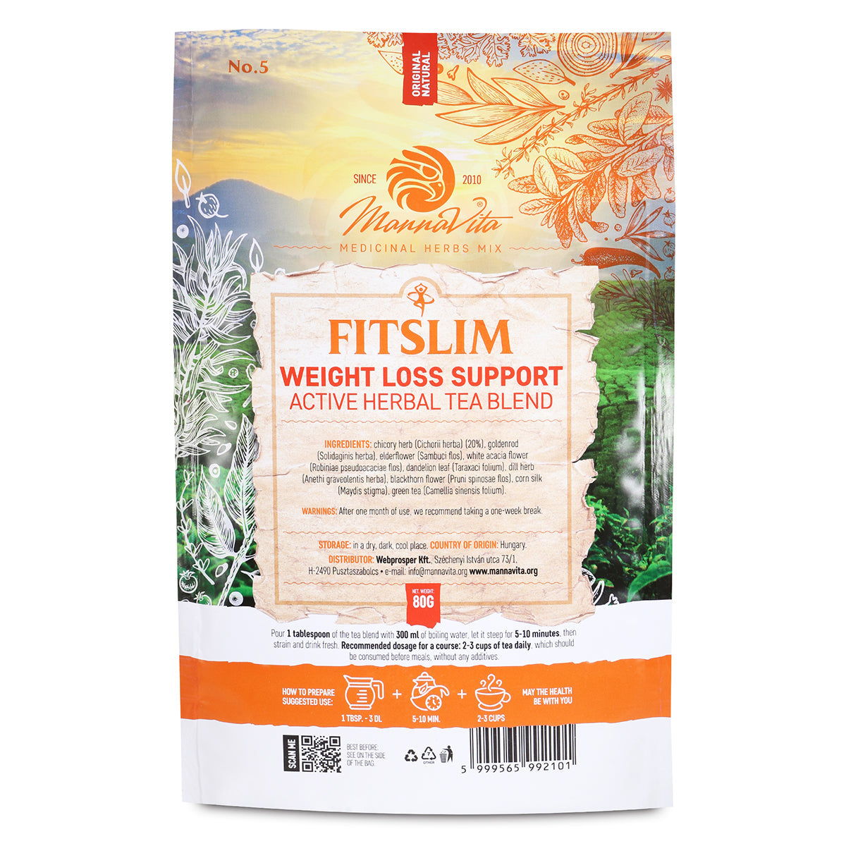 FITSLIM Suporte ativo para perda de peso – mistura de chá de ervas • 80g