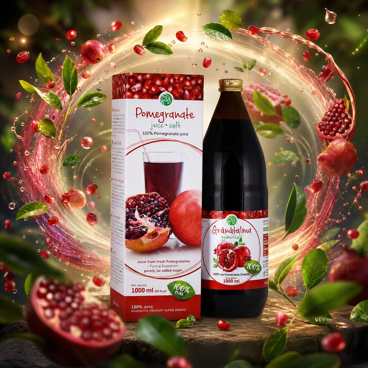 Mannavita Jus de grenade pur pressé à 100 % • 1000 ml