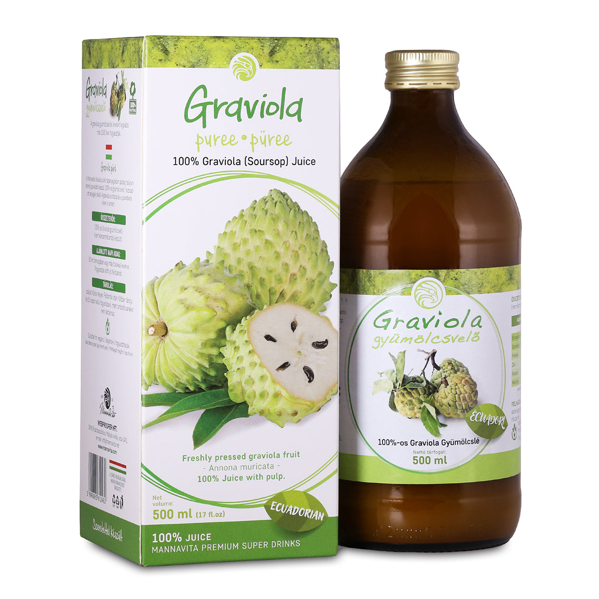 Mannavita Graviola 100% lisované čisté pyré • 500 ml