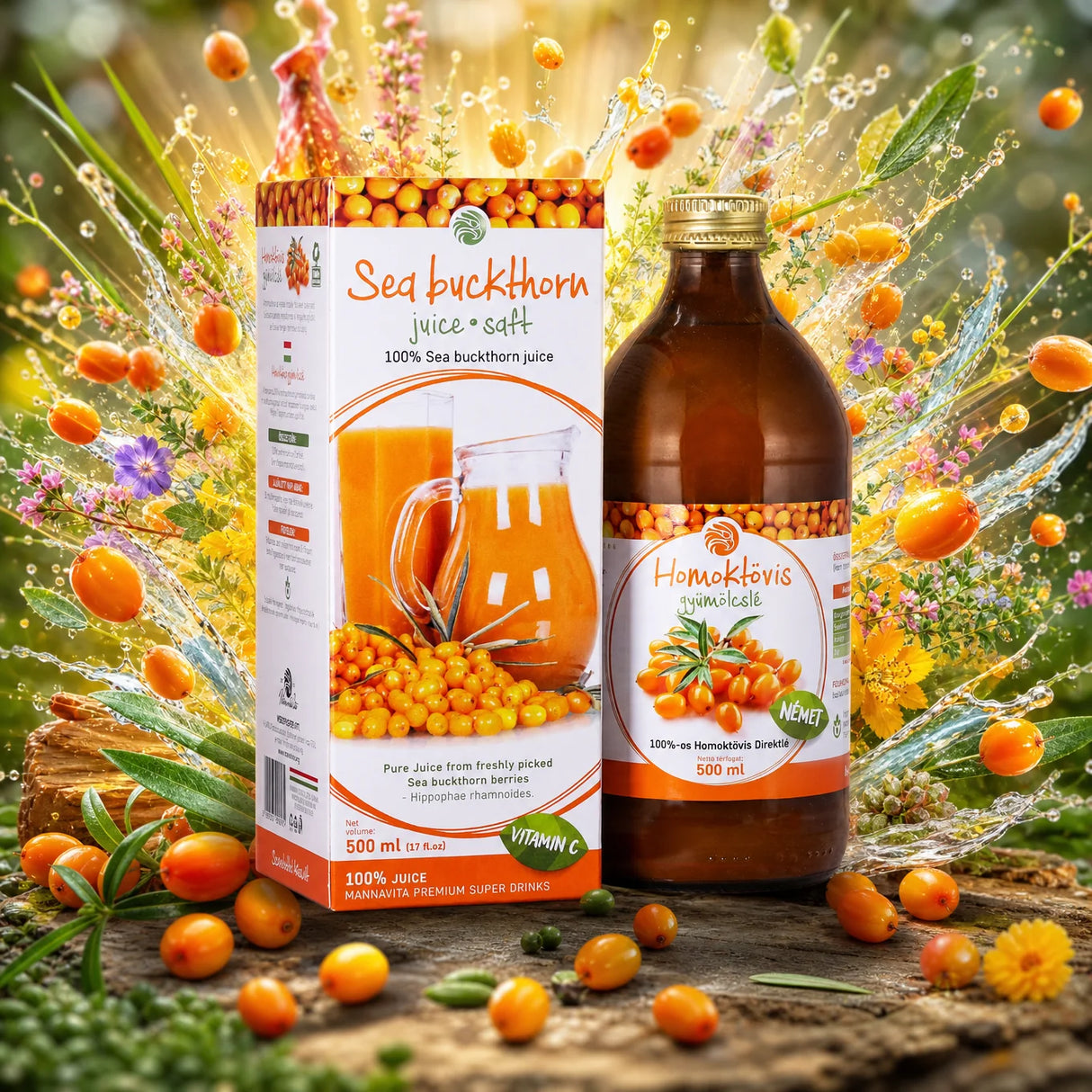 Mannavita Havtorn 100% presset ren juice • 500 ml