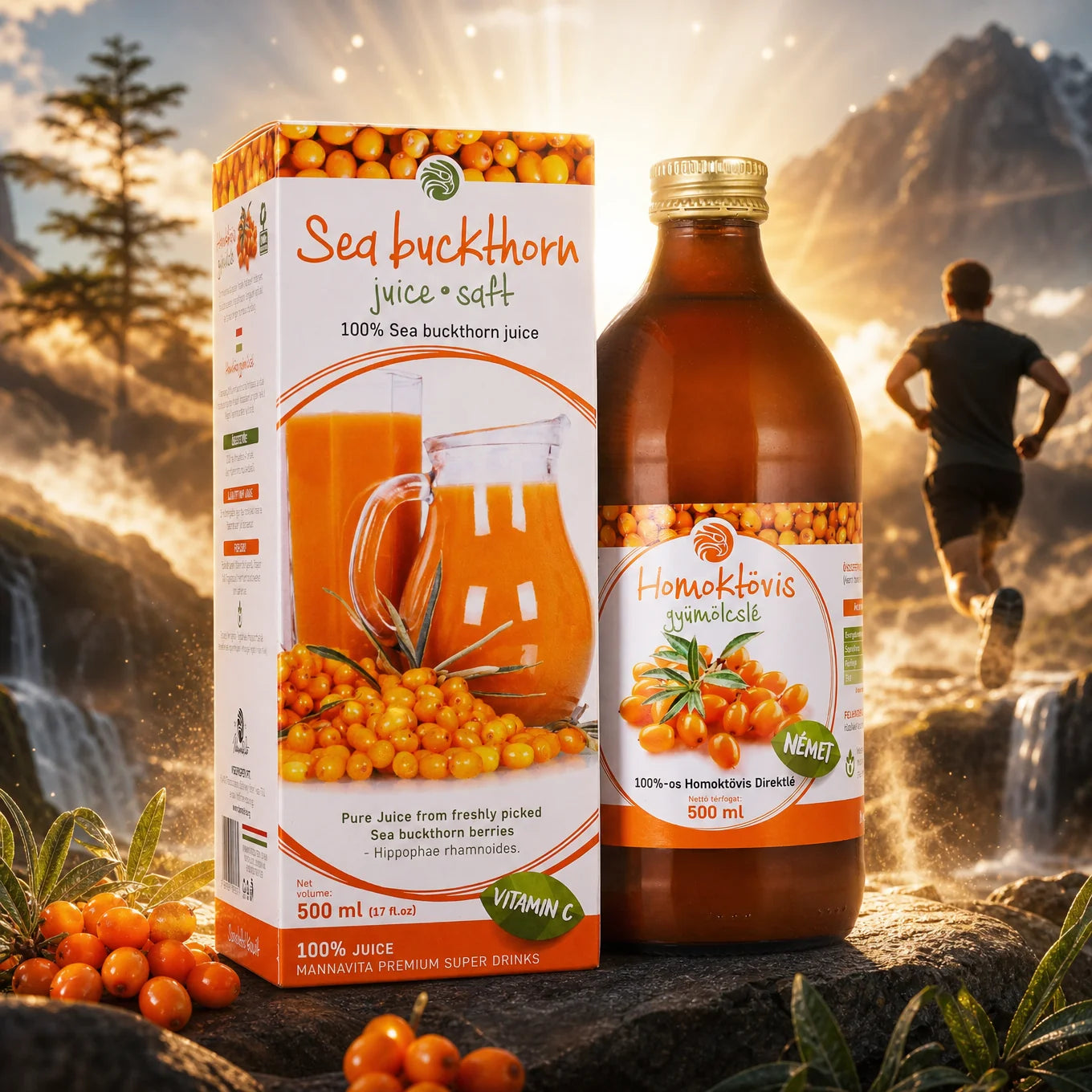 Mannavita Havtorn 100% presset ren juice • 500 ml
