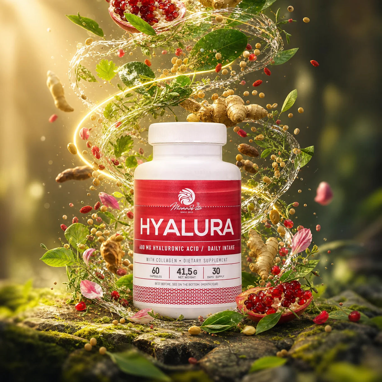 Hyalura 600 mg hyaluronic acid + collagen capsules • 60 pcs.