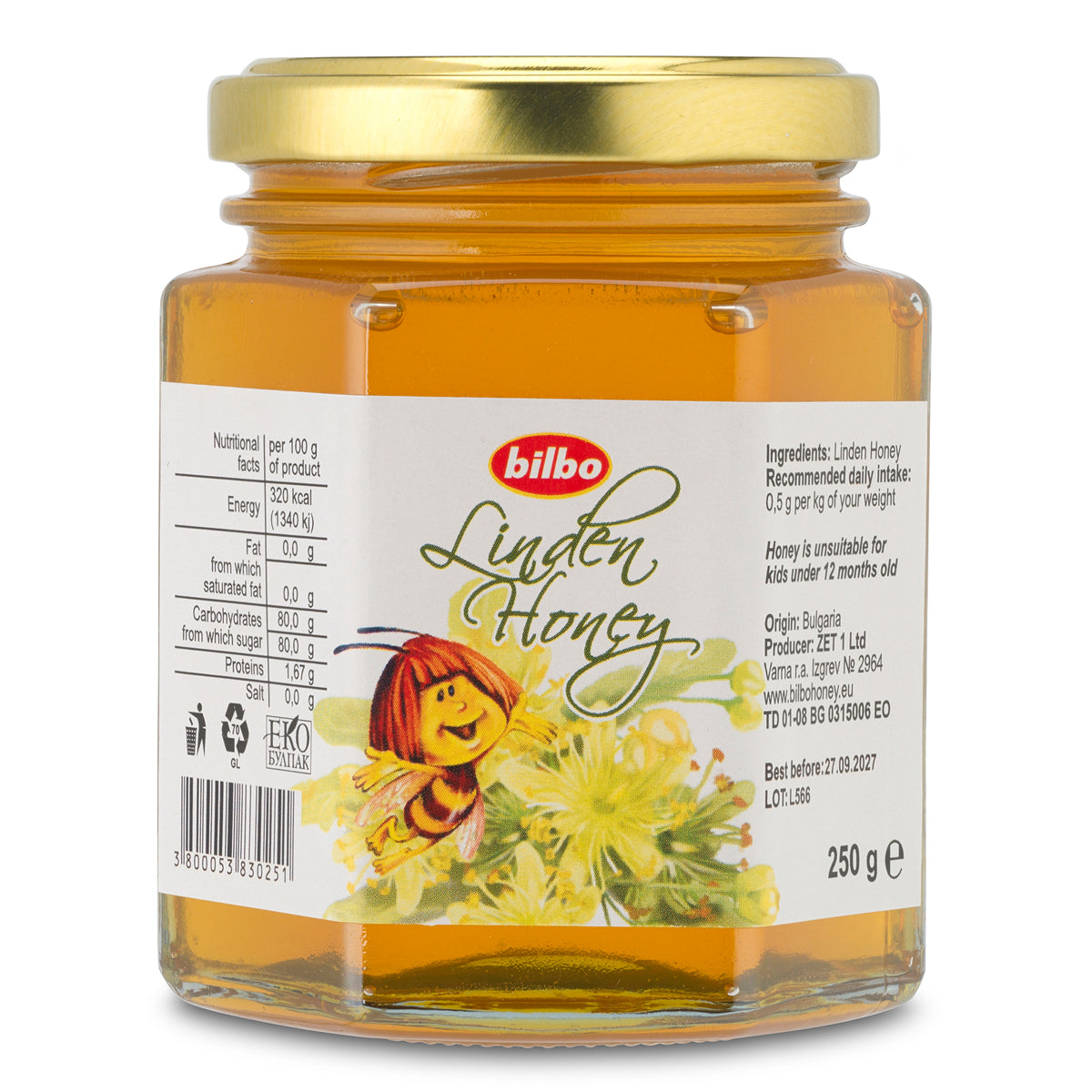 Bilbo rå lindehonning • 250 g